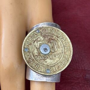 Vintage Peruvian Coin and spoon  Ring